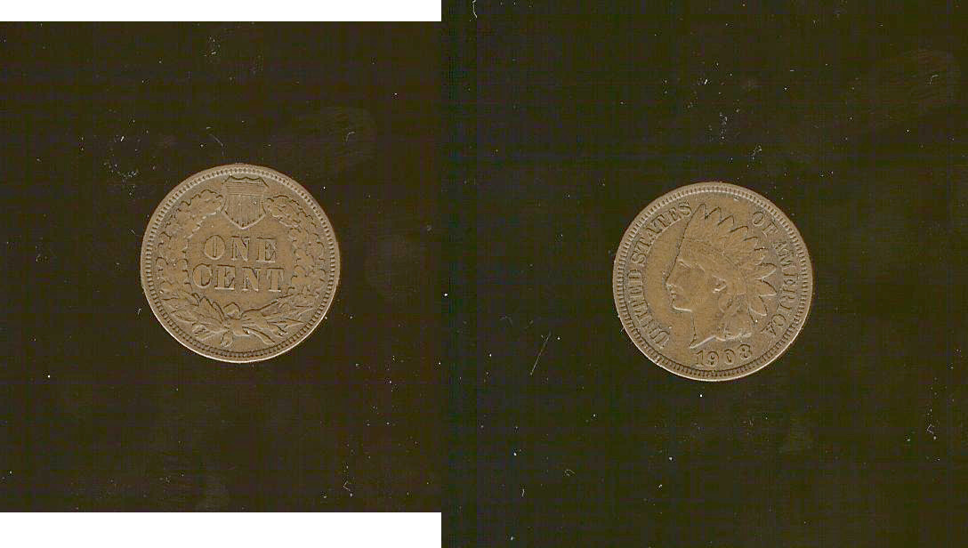 USA cent Indian head 1908 gVF